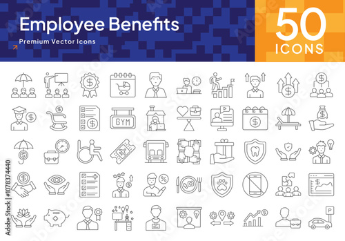 Employee Benefits Icon Pack for Corporate Health, Wellness, and Success in Business Organizations