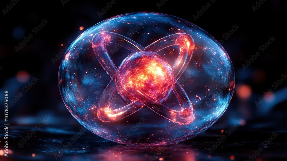 isolated transparent physics atom 3d rendering isolated transparent physics atom 3d rendering