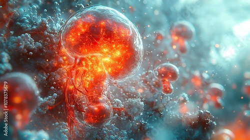 kidney with biology and health care concept 3d rendering