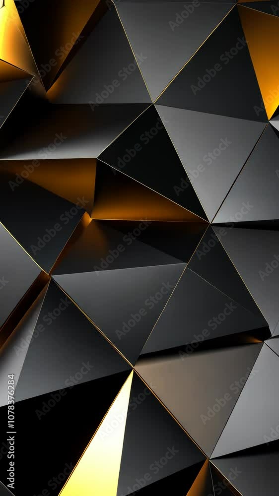 Black and gold low poly surface gently moving Black and gold low poly surface gently moving