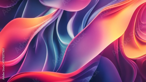 Minimalistic abstract holographic colored background with 3d waves and copyspace.