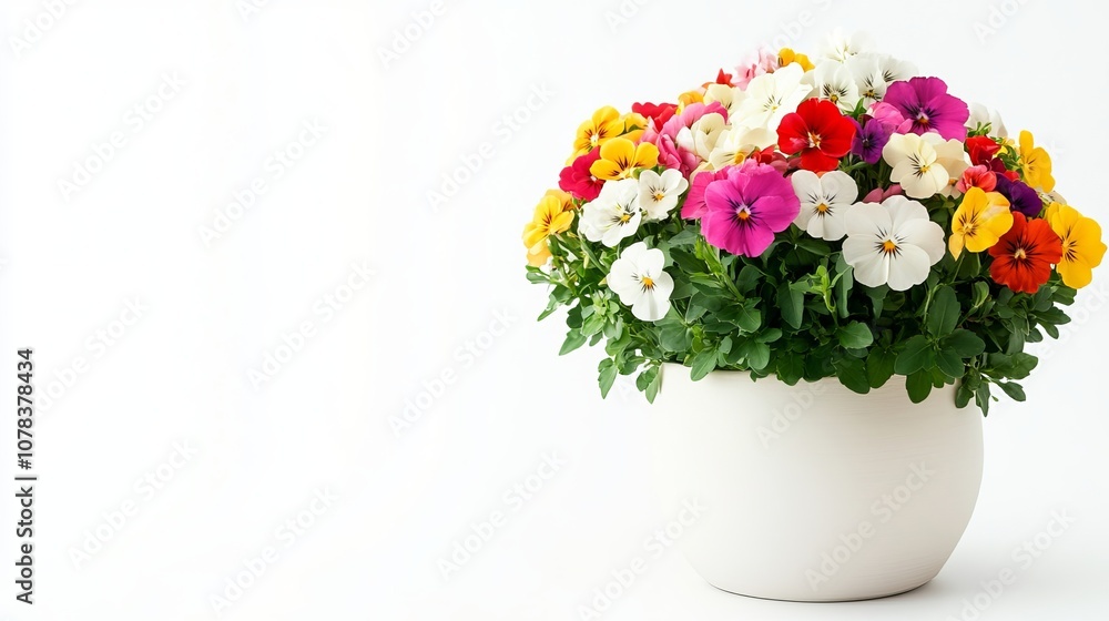 Obraz premium Vibrant Floral Pot with Lush Blooms on a White Background