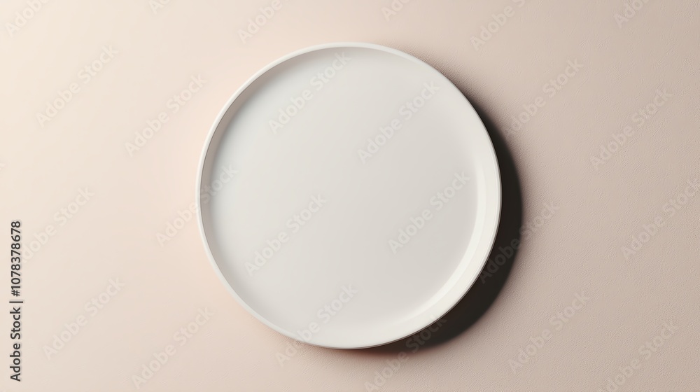 Empty white plate on a light pink background. Empty white plate on a light pink background.