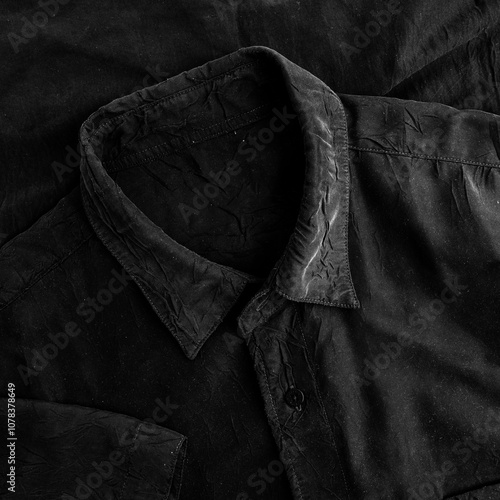 chemise de couleur noir usée et froissée