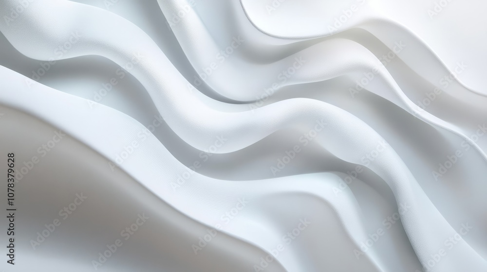Obraz premium Minimalistic abstract background with white 3d waves and copyspace.
