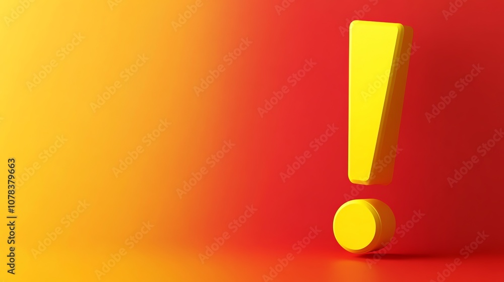 A yellow exclamation point on an orange and red gradient background. A yellow exclamation point on an orange and red gradient background.