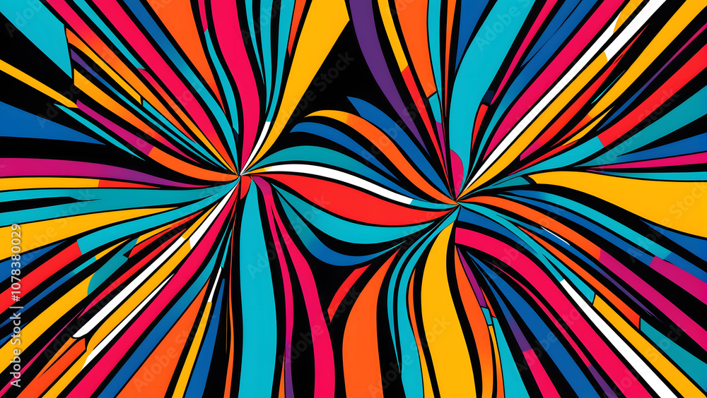 Symmetrical abstract shapes, bright colors, interlocking patterns, balanced visual composition. Symmetrical abstract shapes, bright colors, interlocking patterns, balanced visual composition.