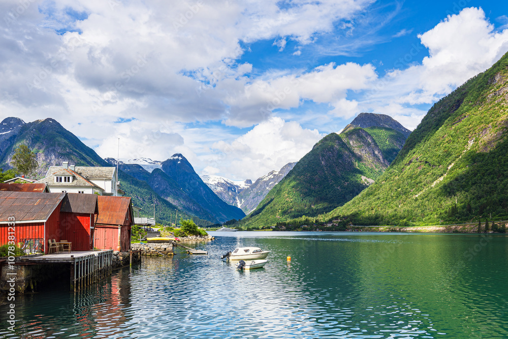 Fototapeta premium Blick über den Fjærlandfsjord in Norwegen