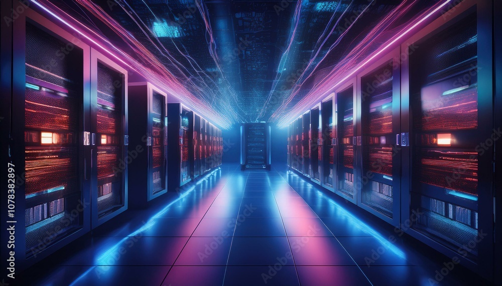 Fototapeta premium Data centers support cloud computing and storage. 