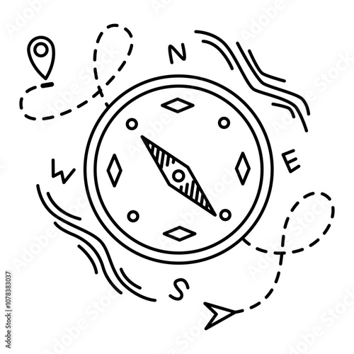 Travel camping line icon. Vector Monochrome Line Art Leisure Icon