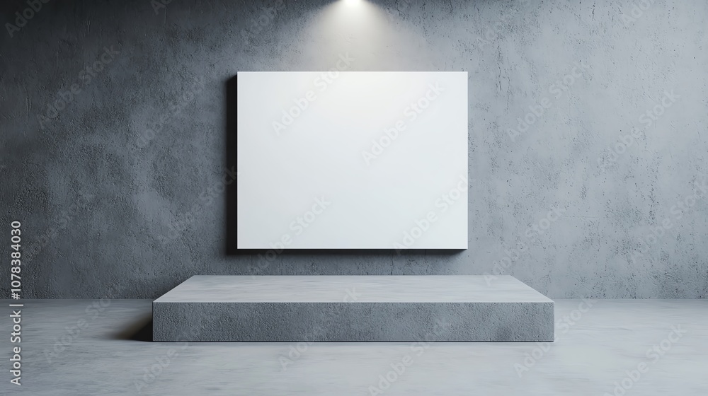 Blank canvas mockup on a concrete wall and platform. Blank canvas mockup on a concrete wall and platform.