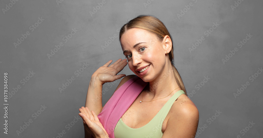 feeling happy and cheerful, smiling and welcoming you, inviting you in with a friendly gesture feeling happy and cheerful, smiling and welcoming you, inviting you in with a friendly gesture
