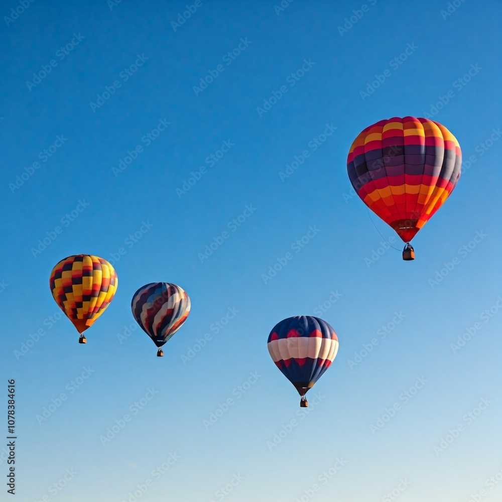 Fototapeta premium Striped Hot Air Balloons Drifting in Harmony