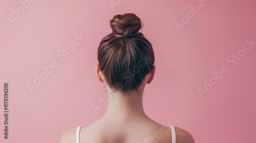 Back View of a Woman with a Bun Hairstyle