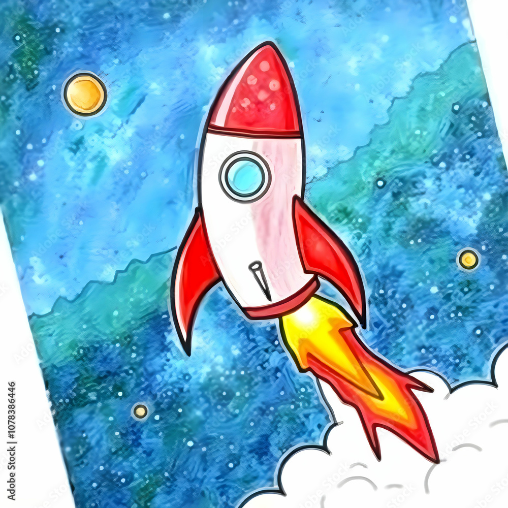 A Rocket in Space Hand drawing made A Rocket in Space Hand drawing made