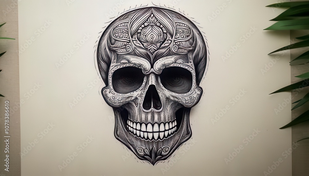 Skull illustration drawing. Generated image Skull illustration drawing. Generated image