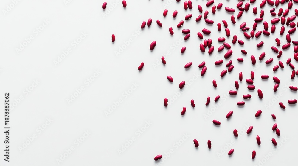A scattering of red beans on a white surface, highlighting their color and texture. A scattering of red beans on a white surface, highlighting their color and texture.