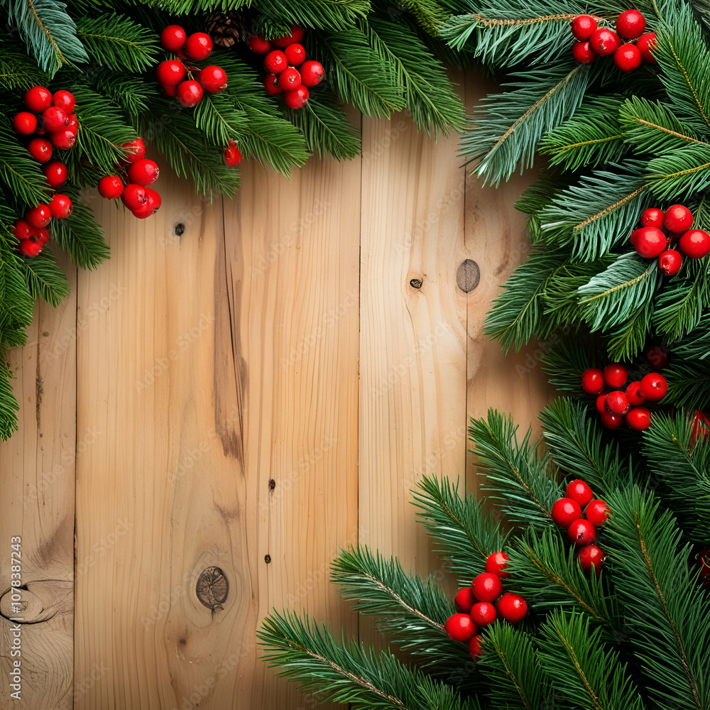 Christmas fir tree on woodenb ai genrative Christmas fir tree on woodenb ai genrative