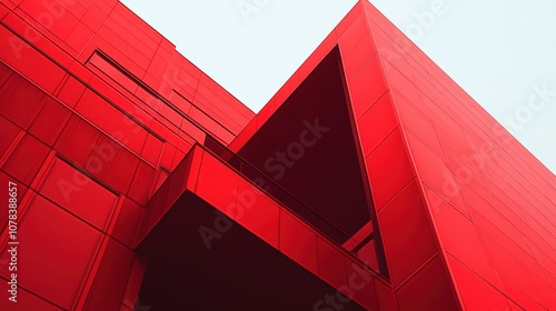 High-quality image of a residential real estate project featuring red details and modern architectural elements