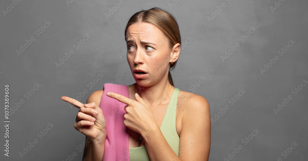 feeling shocked and surprised, pointing to copy space on the side with amazed, open-mouthed look feeling shocked and surprised, pointing to copy space on the side with amazed, open-mouthed look