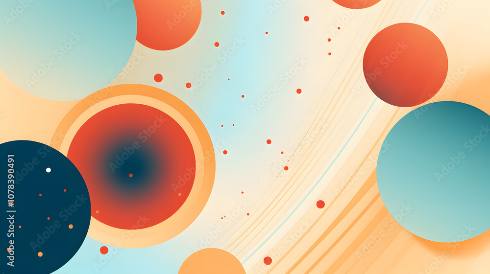 Artistic Geometric Pattern with Vibrant Circles and Soft Tones Artistic Geometric Pattern with Vibrant Circles and Soft Tones