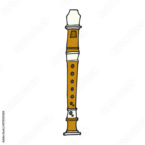 小学校中学校のプリントイラスト：手書きのリコーダーイラスト