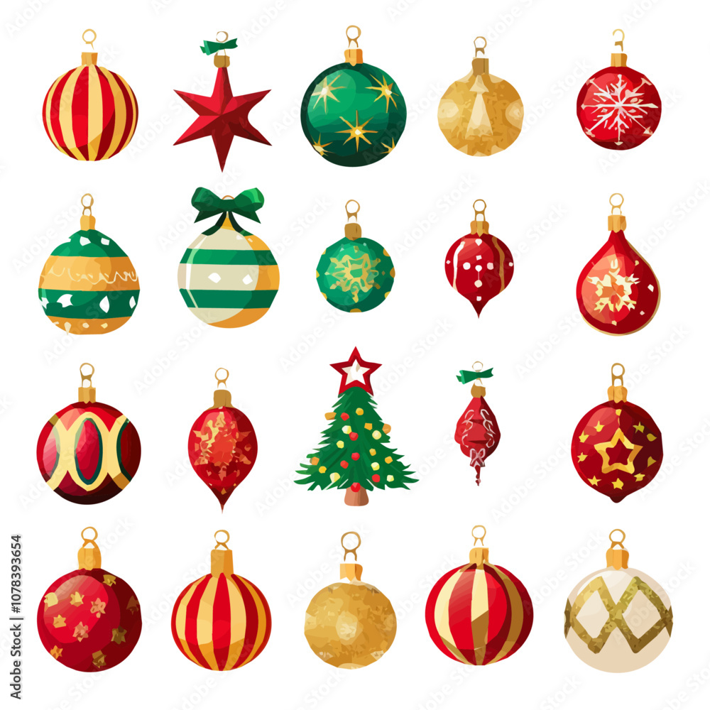 Simple flat 2D icon Christmas ornament set isolated on transparent background, vector, flat design, animation design, vector, flat design, simple flat 2D icon, design, clipart, bauble set Simple flat 2D icon Christmas ornament set isolated on transparent background, vector, flat design, animation design, vector, flat design, simple flat 2D icon, design, clipart, bauble set