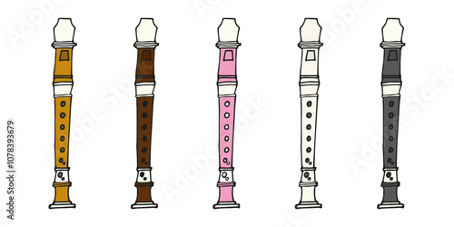 小学校中学校のプリントイラスト：手書きのリコーダーイラスト