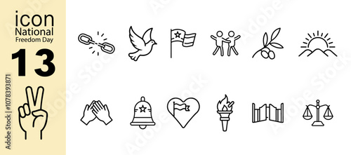 National Freedom Day Icon Set