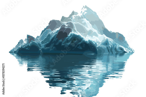 Iceberg with a plastic garbage bag underwater, the concept of pollution of the oceans and nature. Garbage in the water and melting glaciers. Environmental pollution