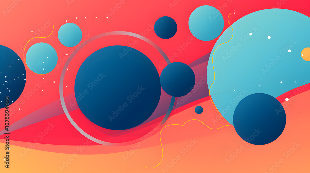 Modern Geometric Background with Colorful Floating Spheres Modern Geometric Background with Colorful Floating Spheres