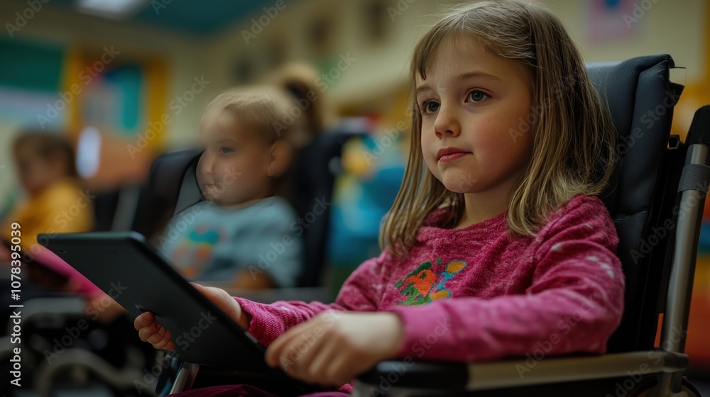 Students with learning disabilities using assistive technology, educational apps with adaptive features displayed on tablets to support individualized learning. Students with learning disabilities using assistive technology, educational apps with adaptive features displayed on tablets to support individualized learning.