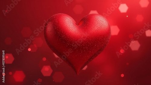 Red background with red heart. Valentine's card.