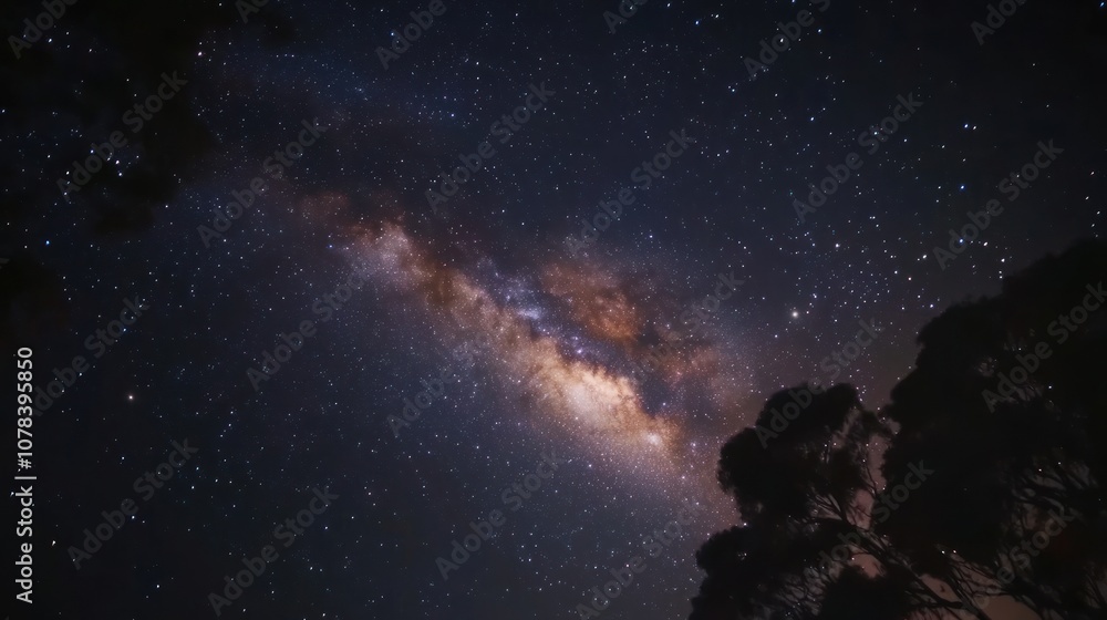 The Milky Way galaxy glowing intensely in the night sky, a luminous river of stars weaving through the quiet darkness. The Milky Way galaxy glowing intensely in the night sky, a luminous river of stars weaving through the quiet darkness.