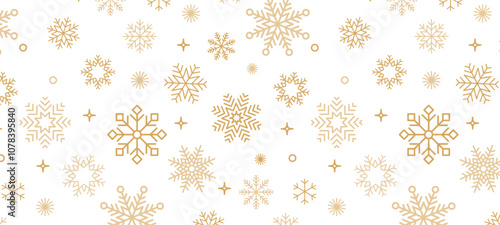 Wallpaper Mural Seamless Christmas pattern gold snowflakes and stars wave isolated on transparent background. Vector decor for New year banner, Christmas card Torontodigital.ca