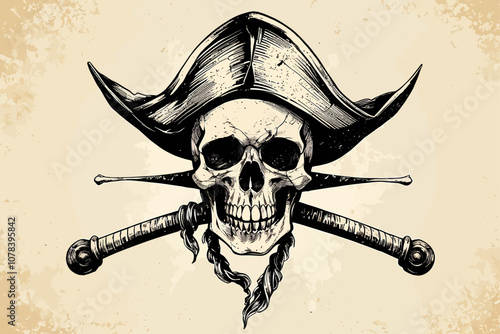 vintage image of a pirate skull 