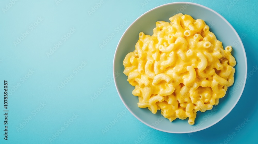 Plate of vegan mac and cheese bright background clean layout copy space Plate of vegan mac and cheese bright background clean layout copy space