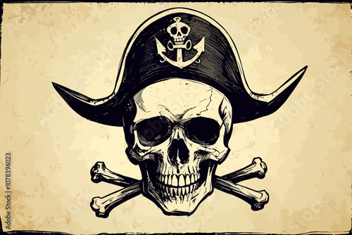 vintage image of a pirate skull 