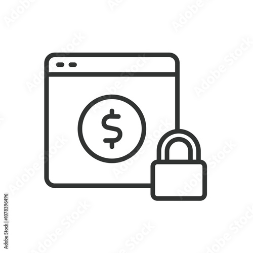 Blocked accounts frozen money, icon in line design. Blocked, account, frozen, money, finance, restriction, bank on white background vector. Blocked accounts frozen money editable stroke icon