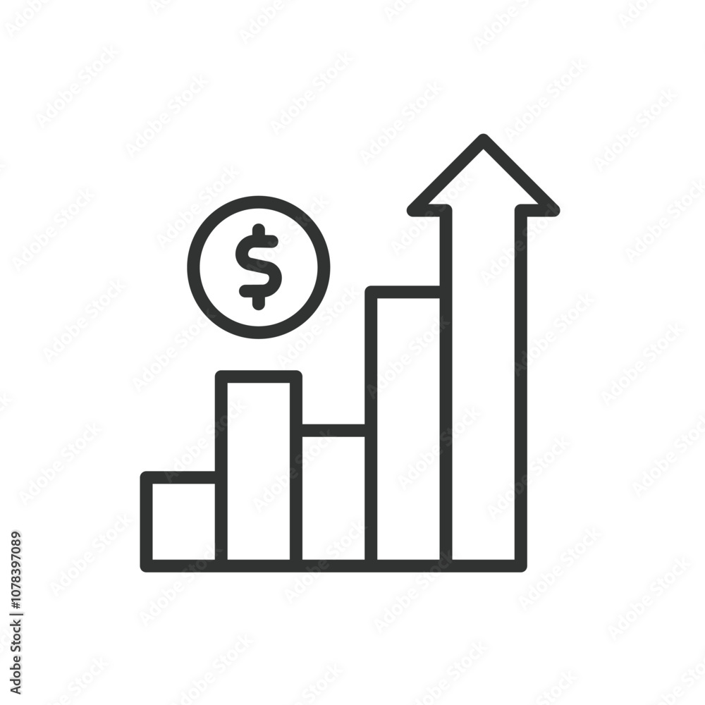 Investing money growth, icon in line design. Investing, money, growth, finance, wealth, profit, savings, income on white background vector. Investing money growth editable stroke icon Investing money growth, icon in line design. Investing, money, growth, finance, wealth, profit, savings, income on white background vector. Investing money growth editable stroke icon
