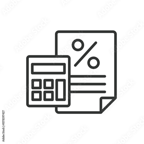 Tax calculation, icon in line design. Tax, calculation, return, income, expense, deduction, rate on white background vector. Tax calculation editable stroke icon