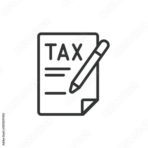 Tax deduction, icon in line design. Deduction, tax, savings, allowance, credit, expense, exemption on white background vector. Tax deduction editable stroke icon