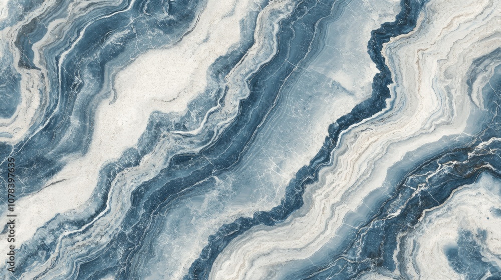 Marble pattern in ocean blue and white, with soft, flowing lines that evoke the movement of waves and tides Marble pattern in ocean blue and white, with soft, flowing lines that evoke the movement of waves and tides
