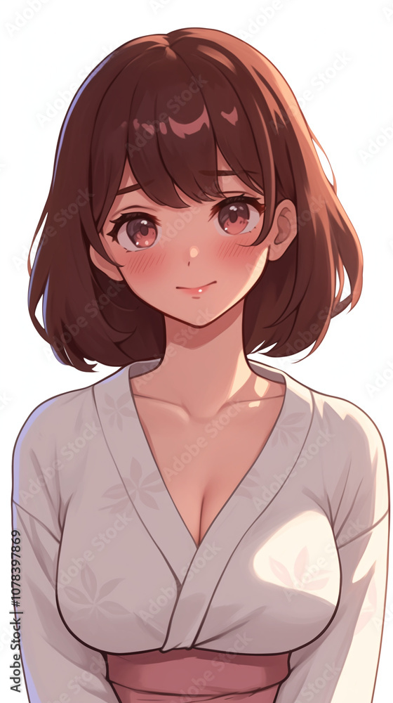 Anime Girl in Kimono - Beautiful Portrait Art