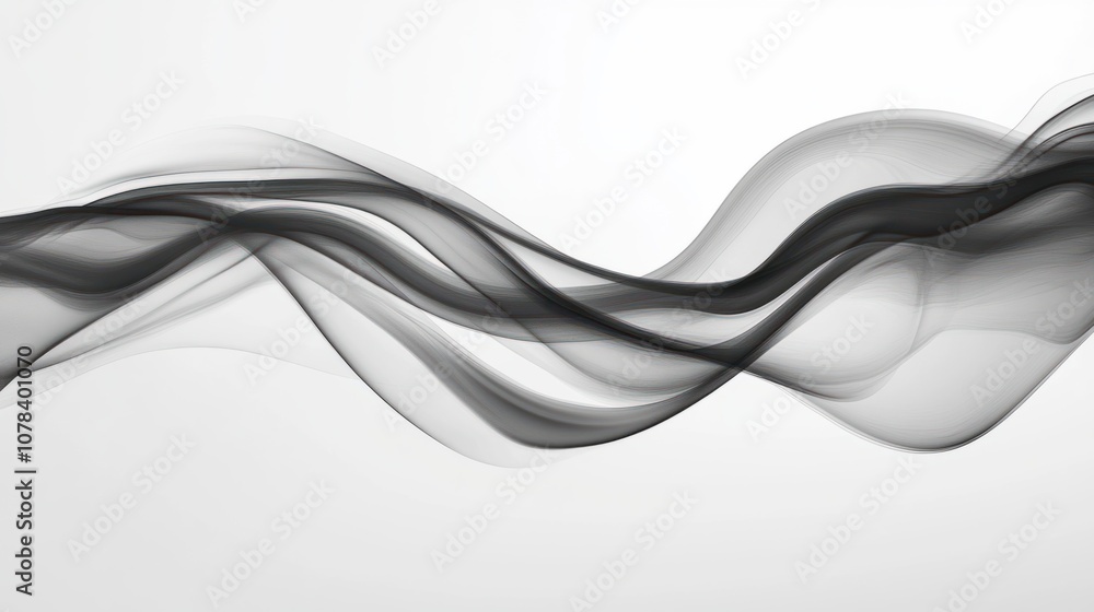 Fototapeta premium Billowing dark smoke with thick layers, abstract and moody effect, isolated on a light background