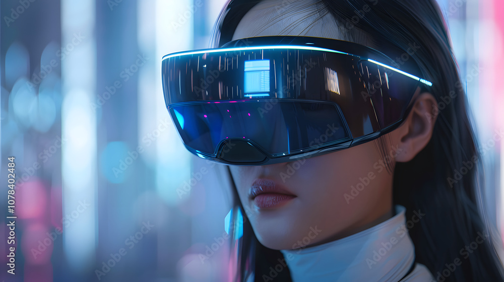 CGI futuristic virtual reality simulator glasses CGI futuristic virtual reality simulator glasses