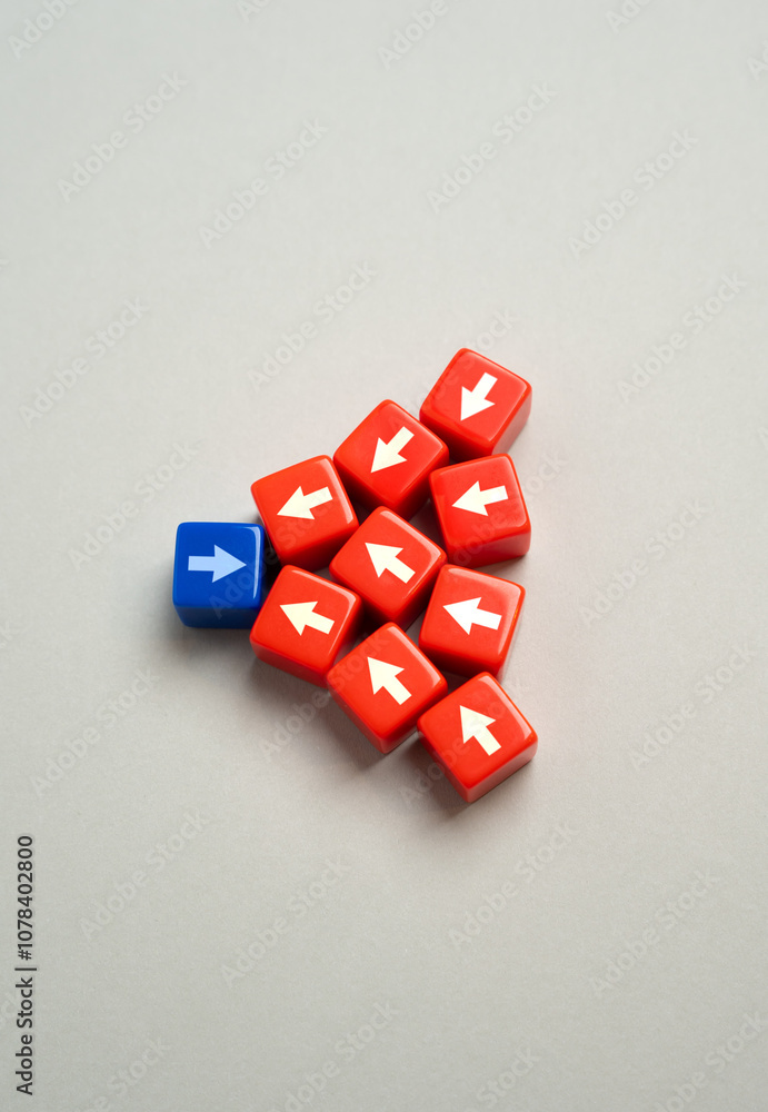 Blue arrow versus multiple red arrows. To endure the strongest resistance. Confronting superior forces. Perseverance and determination. Leadership qualities and faith in your cause. Blue arrow versus multiple red arrows. To endure the strongest resistance. Confronting superior forces. Perseverance and determination. Leadership qualities and faith in your cause.