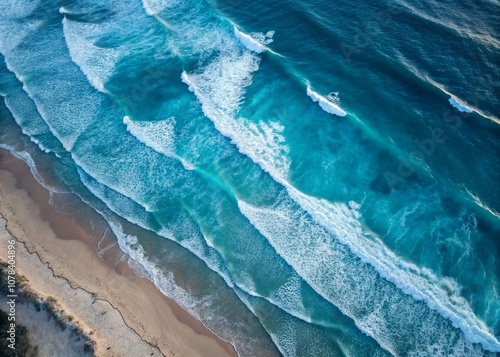 Aerial View of Abstract Ocean Blue Wave Lines Layered Background for Modern Design and Creative Projects