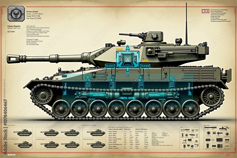 Technical Blueprint of Modern Battle Tank Technical Blueprint of Modern Battle Tank