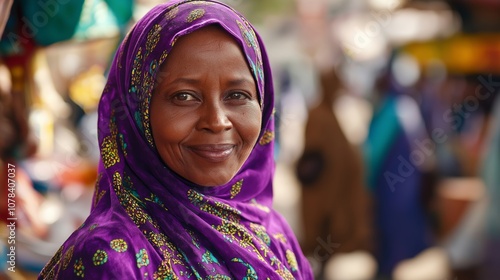 Confident mature female politician in vibrant traditional attire, ideal for cultural and political themes in stock photography